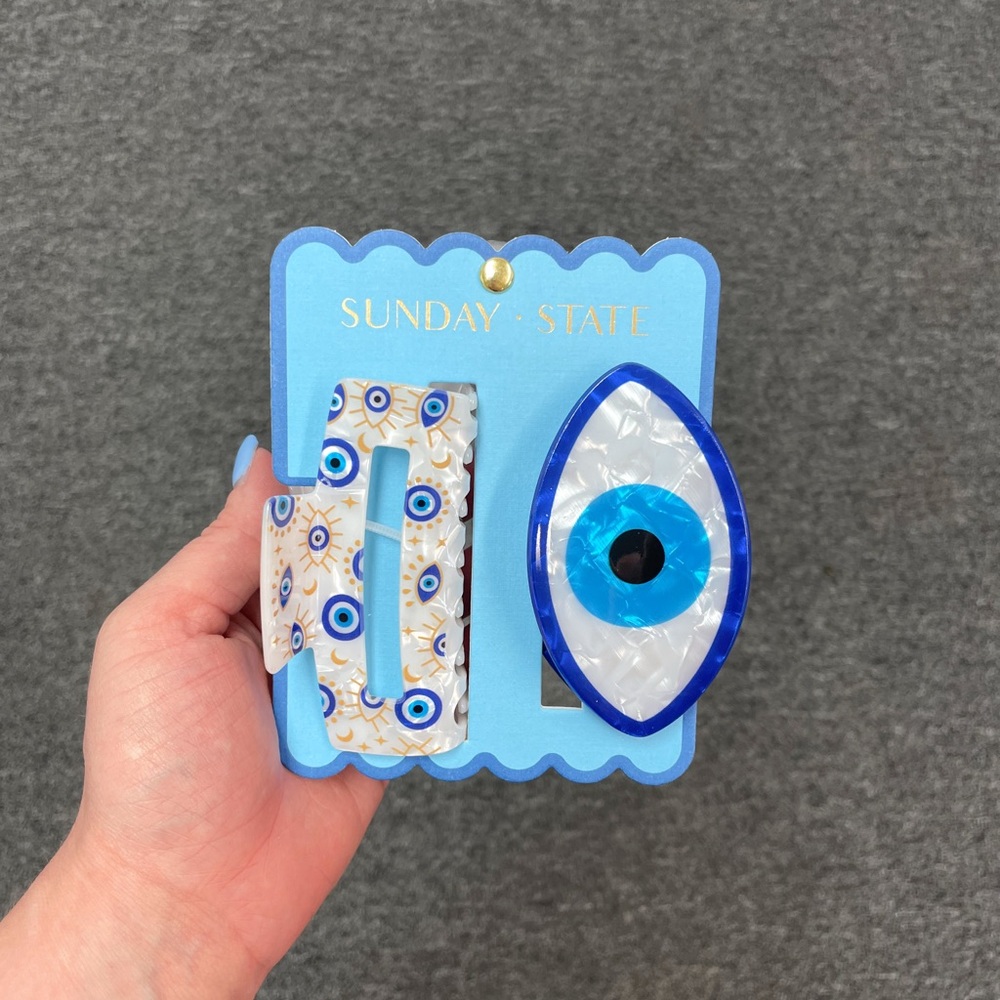 Blue Evil Eye Hair Clip- Medium